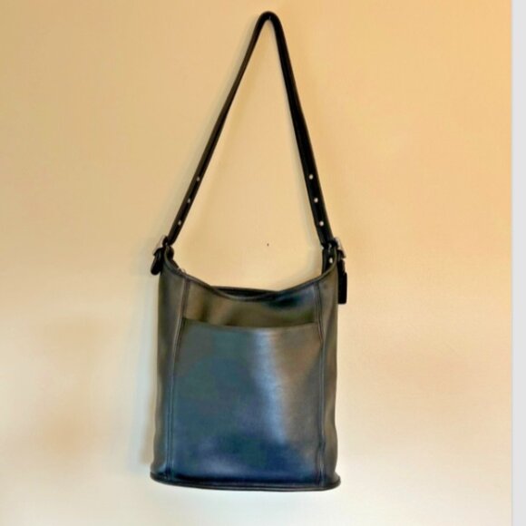 Vintage Coach 9060 Slim Duffle Sac Leather Adjustable Strap Black - Picture 1 of 16